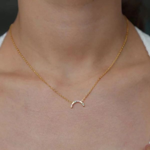 Gold crescent moon pendant necklace — handcrafted in Colorado